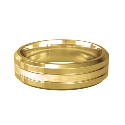 Patterned Designer Yellow Gold Wedding Ring - Pietas